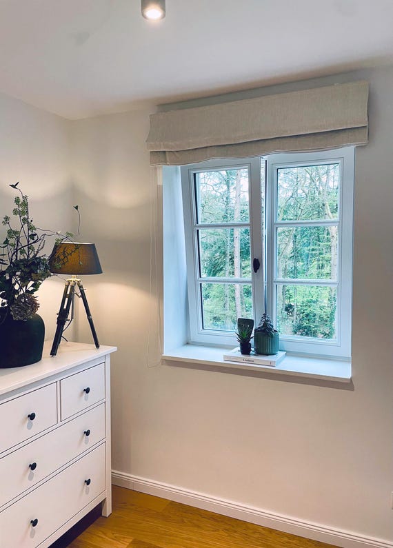 Linen Roman Blind-Black out Roman Blind in Oatmeal color -Hardware is Included-Custom Roman Blind