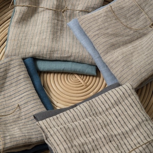 Linen napkins- Set of 4-6-8 Washed striped linen napkins 16.5’’x16.5’’(42x42cm)-Linen table-cloth napkins