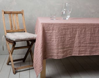 Linen tablecloth-Linen table cloth in Woodrose-Table linens-Tablecloth-Washed Linen tableloth-Large tablecloth - Width 55" x Custom length .