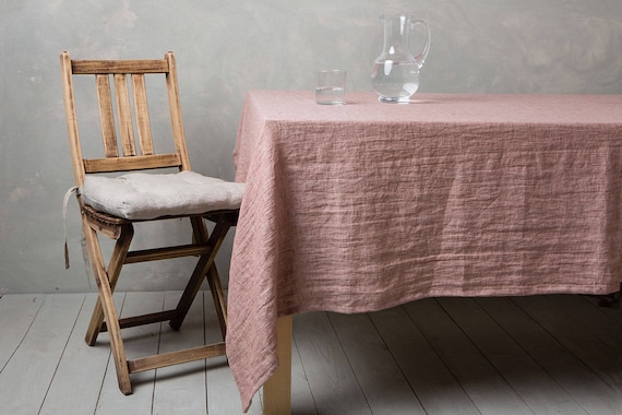 Linen tablecloth-Linen table cloth in Woodrose-Table linens-Tablecloth-Washed Linen tableloth-Large tablecloth - Width 55" x Custom length .
