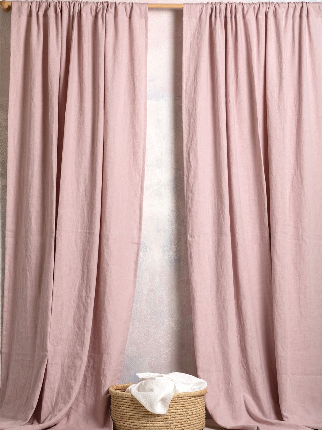 Linen Curtain Linen Panel Linen Drape In Dusty Pink Color Washed Linen