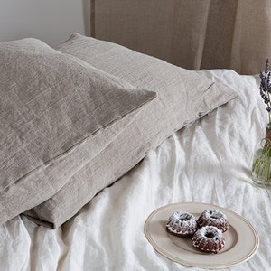 Linen pillowcases-Linen pillow cover-Set of two linen pillowcases-Washed pillow shams-Natural Flax linen pillowcases-Available in any sizes