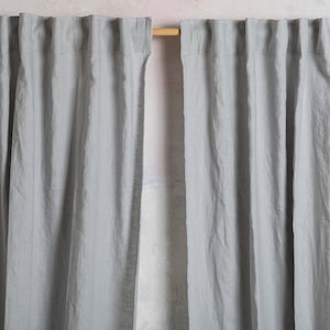Leinen Vorhang Panel-Leinen Vorhang-Gewaschenes Leinen Vorhang in ligth grau Farbe-Leinen Vorhang Versteckte zurück Laschen-Breite 55 ''(140 cm)xCust.xLenght
