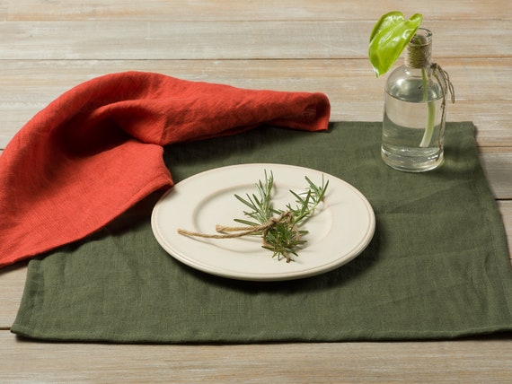 Linen placemats- Washed Linen Placemats 14.5''x17.7'' (37cm x 45cm) Set of 2-4-6