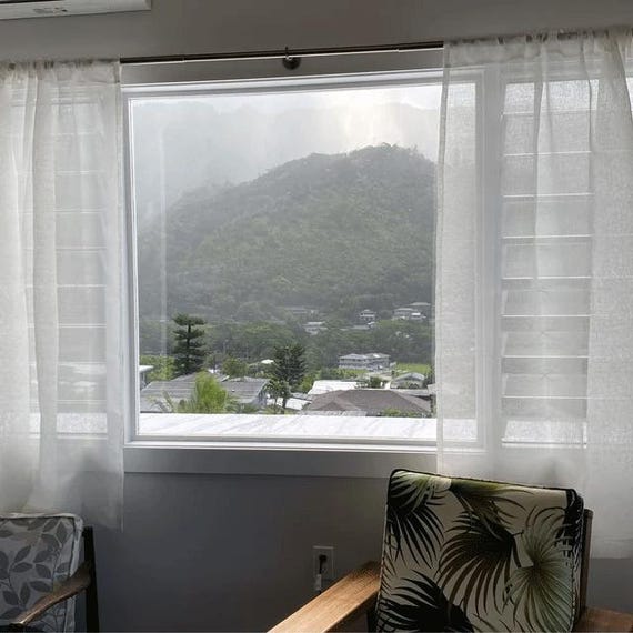 Linen curtains- Curtains-Linen Panels -Sheer Linen Curtains - Graphite color-A pair Linen Panels with Rod pocket-Width 67''(170)xCust.length