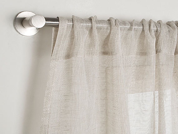 Rideau de Lin-Sheer Rideau-Lin Panneau avec Poche Tige '(10cm-Light Natural Flax Linen Panel -Width 