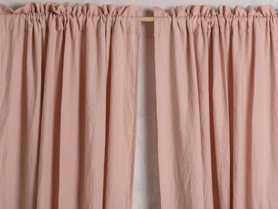 Linen Curtain-Linen Panel - Washed Linen curtain with rod pocket and head - Width 55’’ (140cm) x Custom length.