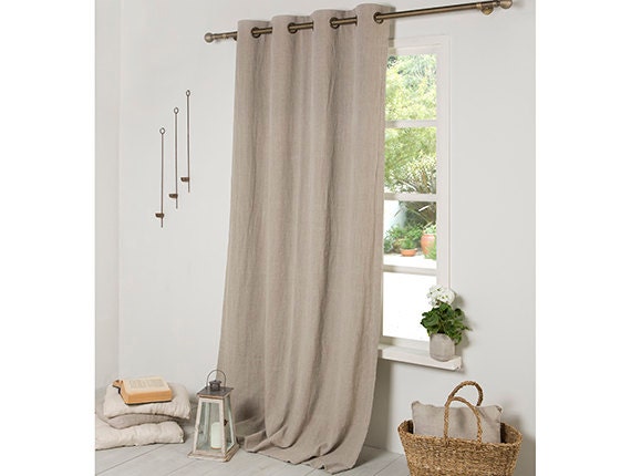 Linen Curtain-Linen Panel- Linen drape-Lined Linen Panel-Washed Linen