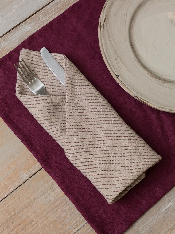 Linen Napkins Set of 468 Washed Striped Linen Napkins Etsy