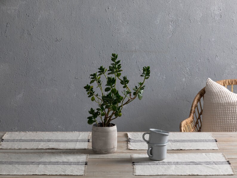 Linen Placemats Farmhouse Style Washed Linen Placemats Heavy Etsy