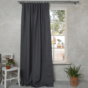 black curtains lined