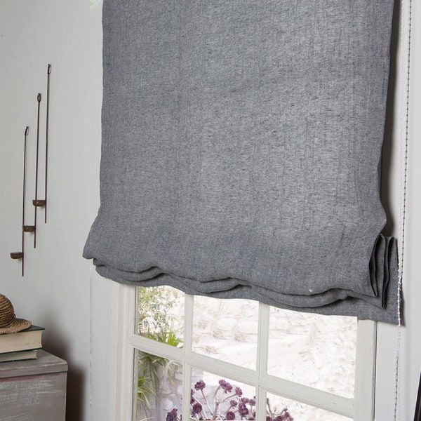 Linen Roman Blind - Linen Roman shade-Roman Blind in Graphite color-Hardware is Included - Made to Measure Roman Blind- Custom Roman Blind.