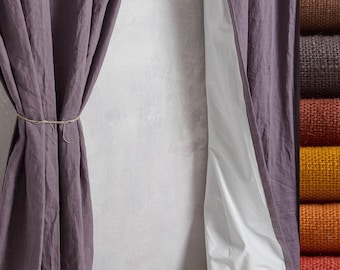 Linen Curtain Panel- Blackout Curtain. Black out Drapery -Width 52''(132cm)x Custom length.