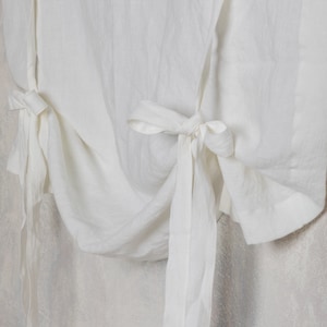 Linen Curtain-Washed linen Valance-Optical White Tie Up Valance-Rustic French farmhouse Valance-Window Treatment&#39;&#39;Farmhouse Decor&quot;