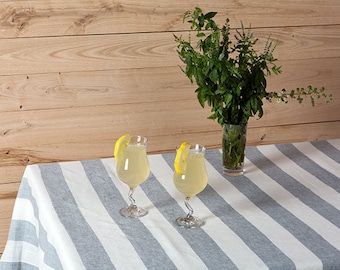 Linen tablecloth-Tablecloth-Table linens-Linen table cloth-Large Linen Tablecloth in Grey Blue andWhite color-Width 59''(150)"xCustom length