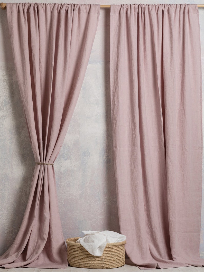Linen Curtainlinen Panellinen Drape in Dusty Pink Etsy Australia