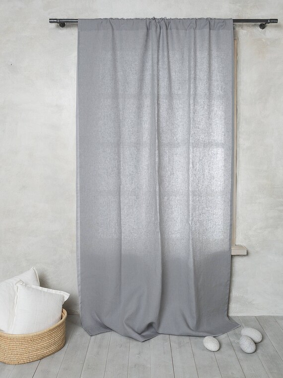 Linen Curtain Linen Drapes Linen Panel In Light Grey Linen Etsy