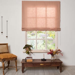 Linen Roman Blind-Relaxed Blind-Linen Roman shade in Dusty peach color-Hardware is Included-Made to Measure Roman Blind- Custom Roman Blind.