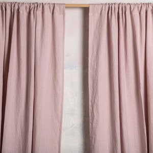 Linen Curtain-Linen Panel-Linen drape in Dusty pink color-Washed Linen Cunrtain-Rod pocket- 4&#39;&#39;(10cm)-Width 55&#39;&#39;(140cm) xCust.length