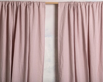 Linen Curtain-Linen Panel-Linen drape in Dusty pink color-Washed Linen Cunrtain-Rod pocket- 4''(10cm)-Width 55''(140cm) xCust.length