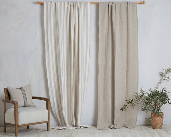 Linen Curtain-Linen Panel-Linen drape heavy linen fabric-Washed Linen Curtain-Rod pocket- 4''-Width 55''(140cm)x Cust.length.
