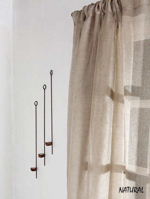 Linen curtains- Curtains-Linen Panels -Sheer Linen Curtains-natural color-A pair Linen Panels with Rod pocket-Width 67''(170)xCust.length