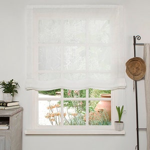 Linen Roman Blind-Linen Roman Shades-Roman shades- Sheer linen shades- Linen Roman Shades - Hardware is Included - Custom Roman Shade.