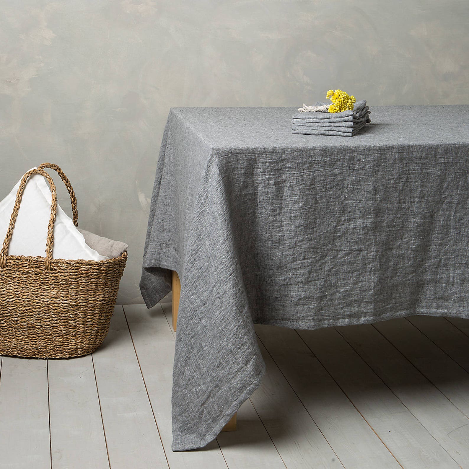 Linen Tableclothlinen Table Cloth in Graphitetable Etsy