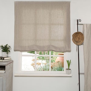 Linen Roman Blind - Roman Blind-Linen Roman shade in Blue color-Hardware is Included - Made to Measure Roman Blind- Custom Roman Blind.