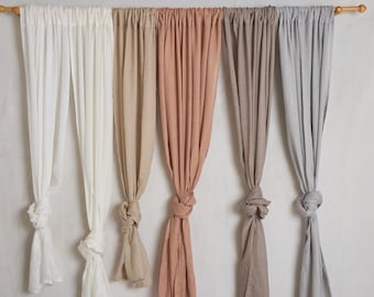 Rideaux en lin-Rideaux-Panneaux en lin-Rideaux en lin transparent avec passe-tringle-Largeur 53 po. (135) x long.
