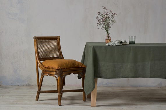 Linen tablecloth-Tablecloth-Table linens-Sage green tablecloth-Dining Linen Tablecloth- Width 55"(140cm) x Custom length.