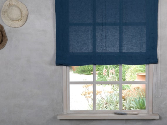 Linen Roman Blind - Roman Blind-Linen Roman shade in Blue color-Hardware is Included - Made to Measure Roman Blind- Custom Roman Blind.