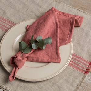 Linen Napkins- Set of 4-6-8 Washed natural linen napkins 16.5’’x16.5’’(42x42cm) Wedding linen napkins-Linen table-cloth napkins
