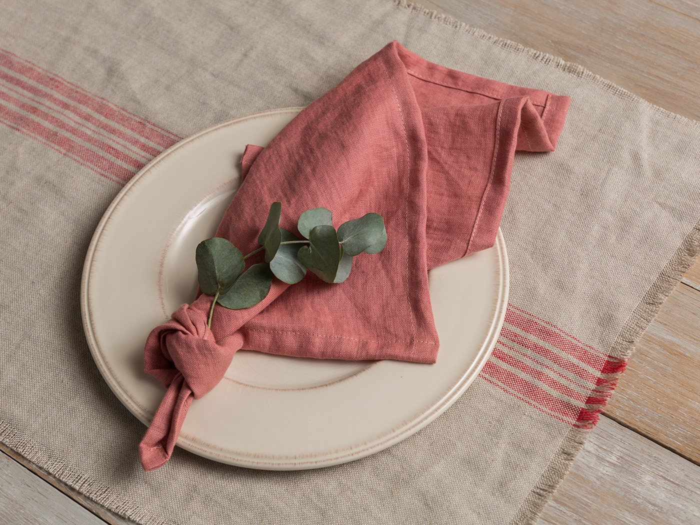 Natural Linen Cloth Napkins Set of 12 for Thanksgiving Dinner