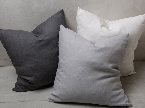 Linen pillowcase-Washed Linen pilow cover -Decorative pillow-Throw pillowcase-Lumbar pillow cover.