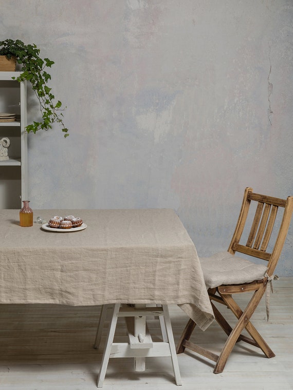 Linen tablecloth-Extra large Linen tablecloth in Natural color- Table linens-Tablecloth-Washed Linen tableloth.