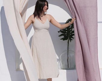 Linen Curtain-Linen Panel-Linen drape -Washed Linen Curtain-Rod pocket- 4''-Width 55''(140cm)x Cust.length