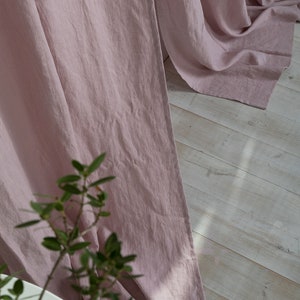 Rideau en lin Drapé en lin Panneau en lin lavé rose poudré-Largeur de rideau en lin 53 po. 135 cm x longueur. image 4