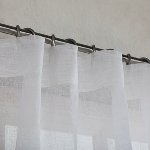 Linen Curtain-Sheer Linen Panel in white color- Linen curtain with wave pleated - Sheer Linen Curtain - Width 35’’ (89cm) x Custom length.