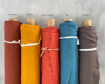 Tissu en lin par yard ou mètre. Tissu en lin uni. Tissu en lin coupé dans la longueur. Tissu pur lin prérétréci, adouci !