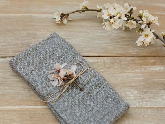 Linen Napkins-Washed Linen Napkins in graphite grey color 16.5’’x16.5’’(42x42cm)Set of 4-6-8-10. Wedding napkins-Exclusive linen napkins.