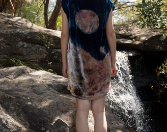 Magic Moons Natural Eco & Indigo Dyed Silk Velvet Dress
