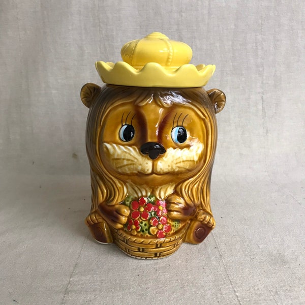 Cookie Jar Lion Vintage 60s Biscuit Jar Anthropomorphic Cute Cat