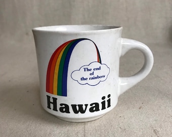 Hawaii Rainbow Mug Vintage Coffee Cup 1980s Cheery Gift