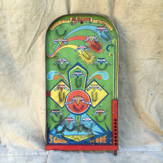 1930s Marble Pinball PooshMUp 5inOne Streamliner Game