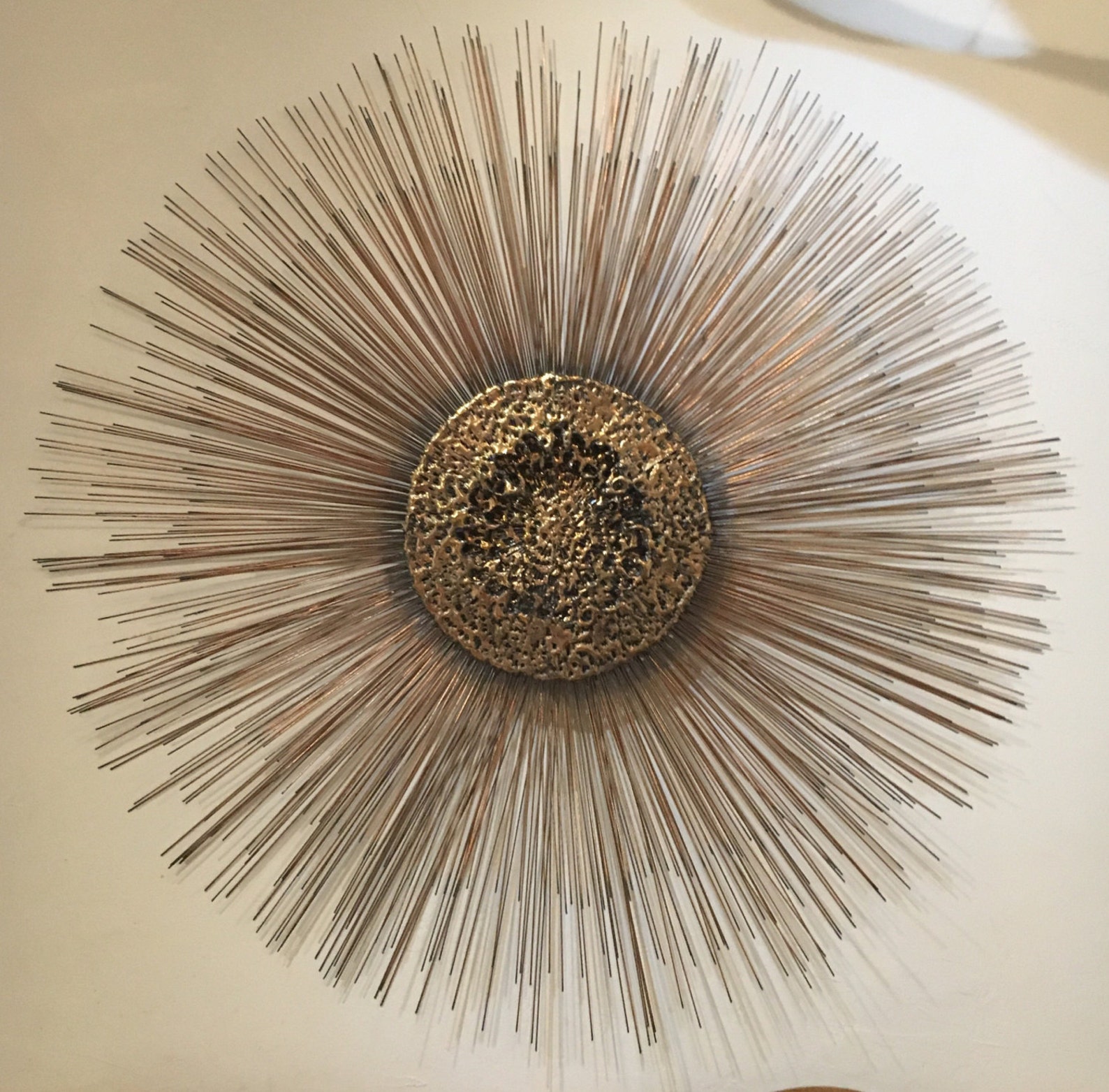 Brass Brutalist Sunburst Metal Wall Sculpture William Bruce Etsy