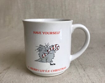 Sandra Boynton Cat Christmas Mug, "Have Yourself A Merry Little Christmas"