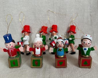 Wooden Christmas Ornaments Collection/Lot of 8