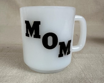 Mom Mug GlasBake Vintage Milk Glass Coffee Cup Mother's Day Gift