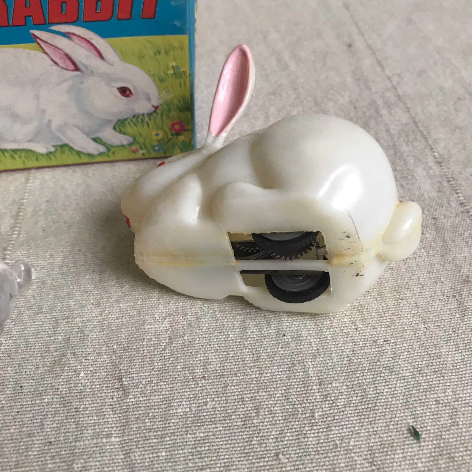 Toy Bunnies Wind Up Toy Rabbit with Box // Easter Basket Etsy